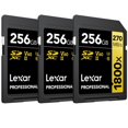 thumbnail image 1 of Lexar Professional 1800x SDXC UHS-II Card GOLD Series 256GB - (3-Pack), 1 of 11