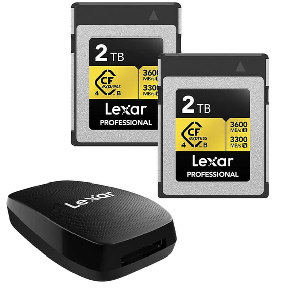 Lexar Professional GOLD CFexpress 4.0 Type B card 2TB, (2 Pack) Bundle