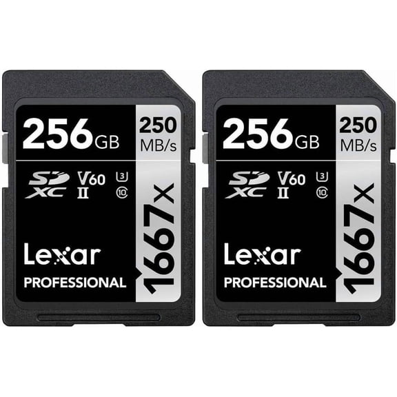 Lexar Professional SDHC/SDXC 1667x UHS-II 256gb Memory Card 2 Pack LSD256CBNA1667