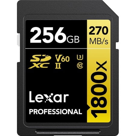Lexar Professional SDXC Memory Card 1800x 256GB Class 10 UHSII U3 GOLD Series