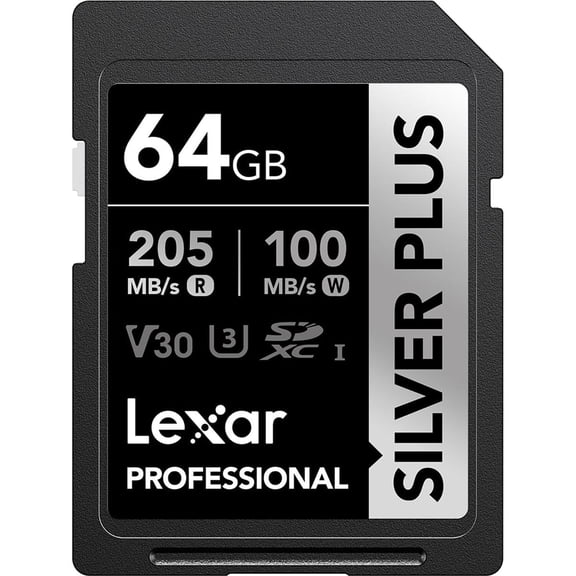 Lexar Professional SILVER PLUS SDXC UHS-I Card, V30 160MB/s Read Speed, 64GB