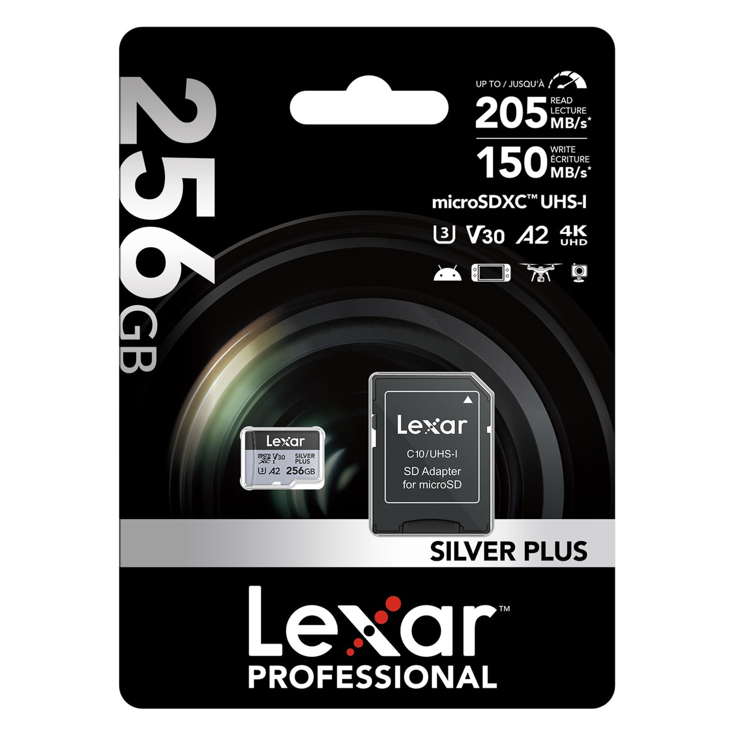 Lexar Professional SILVER PLUS Series microSDXC UHS-I Card with SD