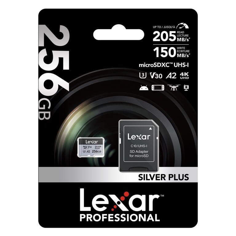 Lexar Professional SILVER PLUS Series microSDXC UHS-I Card with SD