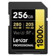 thumbnail image 1 of Lexar SD Card 256GB Professional 1800x SDXC Card Max Read 270MB/s Write 180MB/s UHS-II Class 10 U3 V60 4K Ultra HD Video Shooting Global Version, 1 of 7