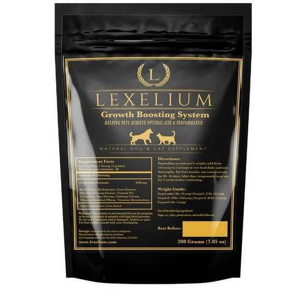 Lexelium Weight Gainer Supplement for Dogs & Cats - Muscle Building & Appetite Stimulation - 100% Natural Pet Supplement to Add Weight & Increase Immunity in Puppies and Kittens -200g
