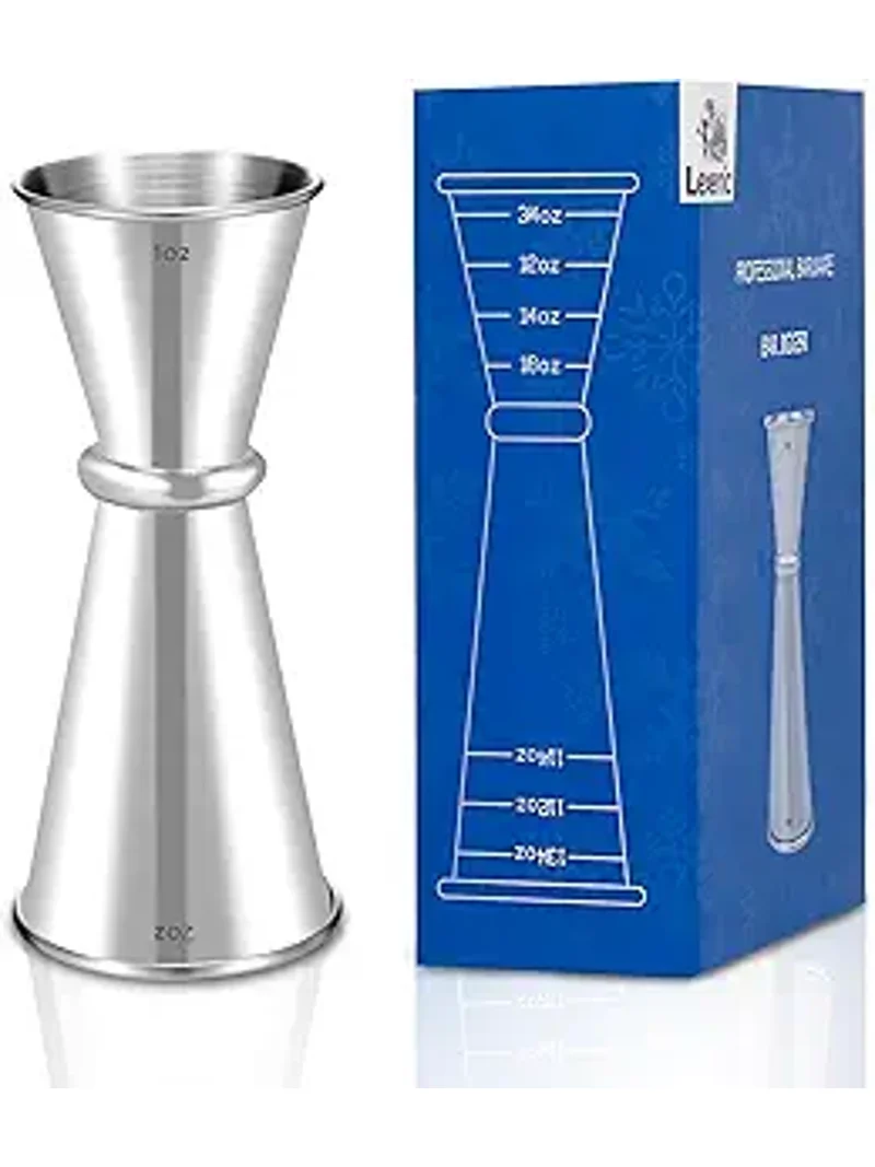 Lexenic 2oz 1oz Premium Japanese Jigger with 7 Measurements Inside for Bartender , 304 Stainless Steel Heavy-Duty Jigger , Bar Accessories for The