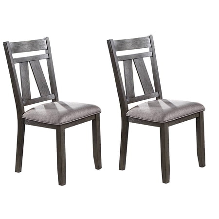 Lexi 24 Inch Dining Side Chair Padded Seat Set of 2 Gray Dark Brown - Saltoro Sherpi
