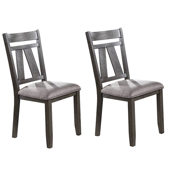 Lexi 24 Inch Dining Side Chair Padded Seat Set of 2 Gray Dark Brown - Saltoro Sherpi