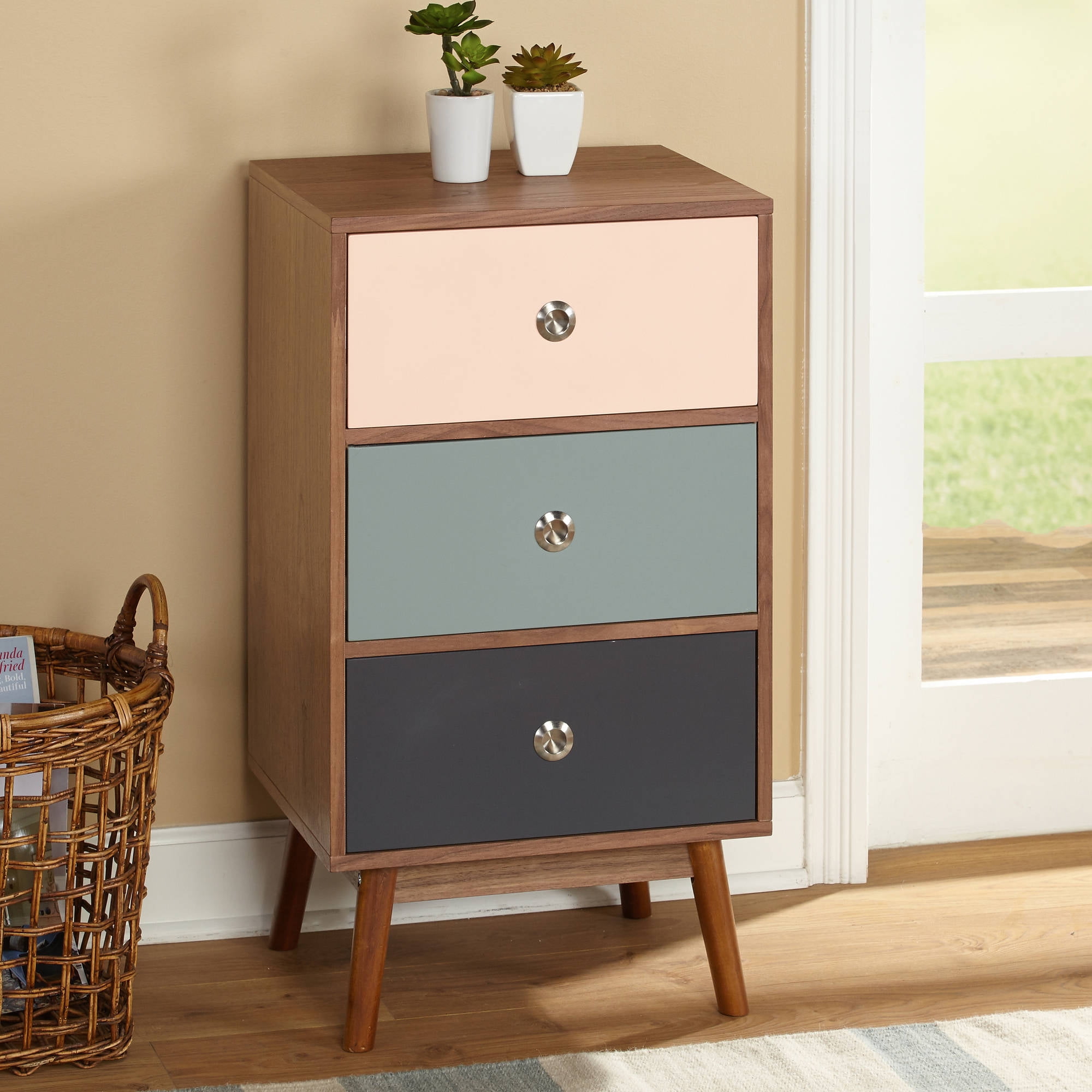 Lexi Accent Cabinet Walnut Blush Gray Aqua Walmart