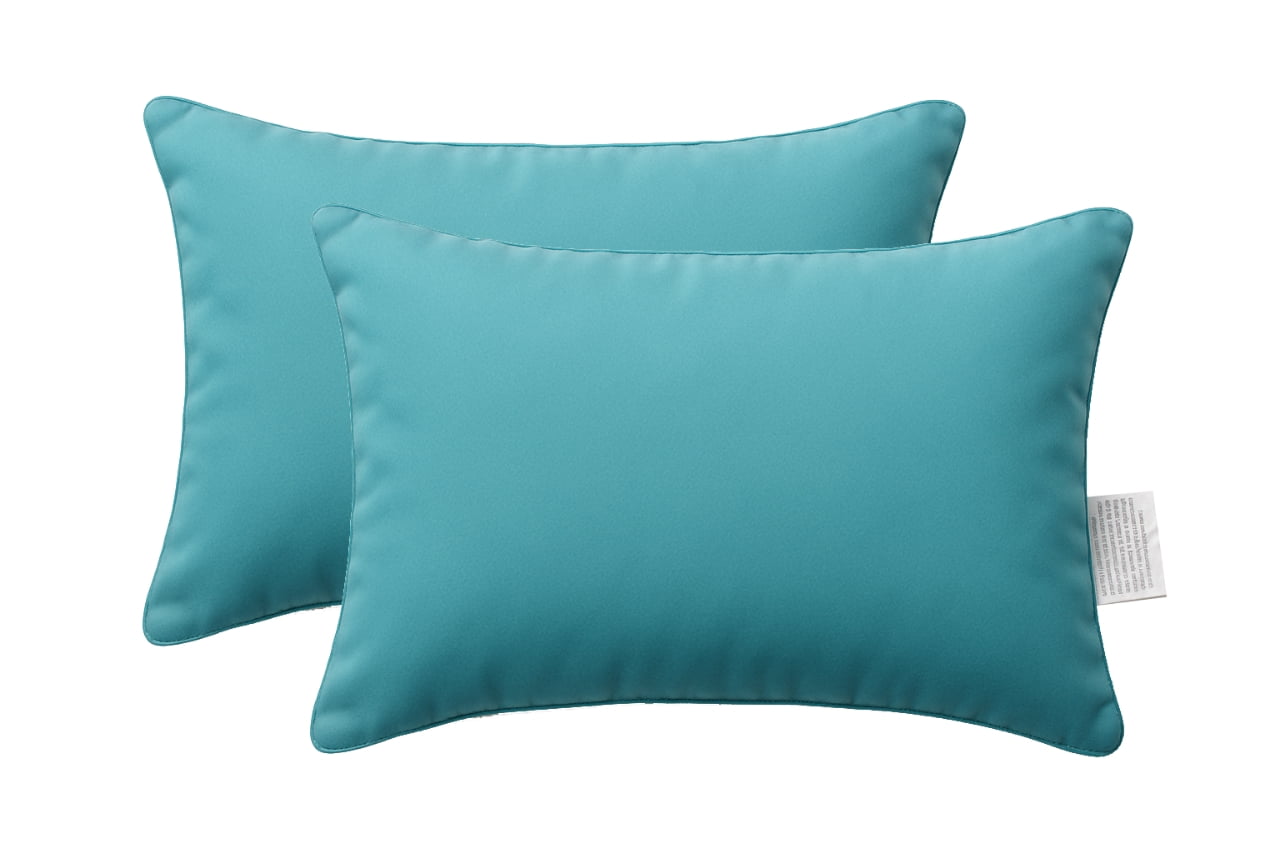 Lexi Aqua Rectangular Outdoor Throw Pillow （Set of 2)