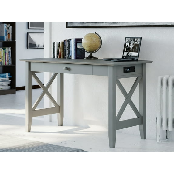 AFI Lexi Desk with Drawer and Charging Station, Grey