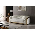 thumbnail image 1 of Modern Ivory Velvet 33"H x 90"W x 35"D Sofa with Button Tufting and Durable Construction, 1 of 10