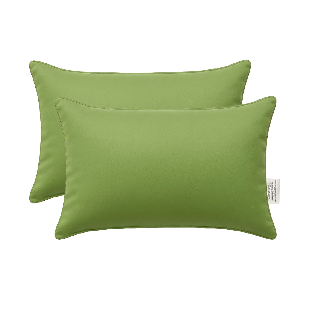 Lexi Green Rectangular Outdoor Throw Pillow （Set of 2)