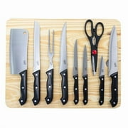 Lexi Home 10 Pc Stainless Steel Cutlery Set with Cutting Board