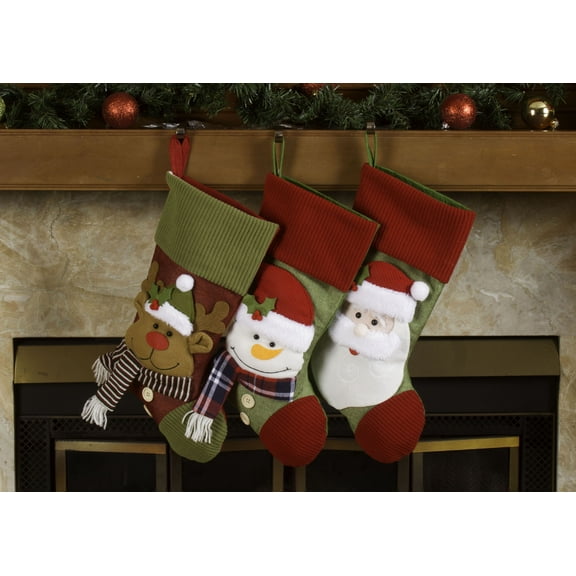 Lexi Home 18 3 Pc Set Christmas Stocking - Green and Red