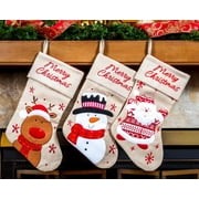 Lexi Home 18” 3 Pc Set Christmas Stocking - Red and White Stockings