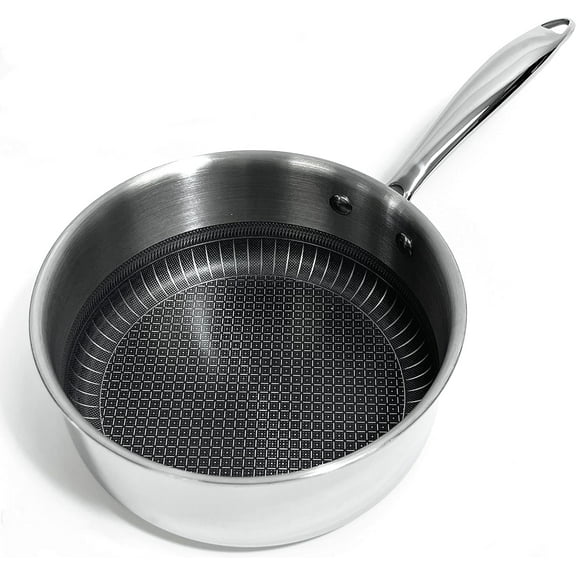 Lexi Home 2.7-Quart Diamond Tri-Ply Non Stick Sauce Pan Stainless Steel Cookware