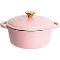 thumbnail image 1 of Lexi Home 2.8-Qt Enameled Cast Iron Dutch Oven with Lid & Loop Handle, Matte Pink, 1 of 7