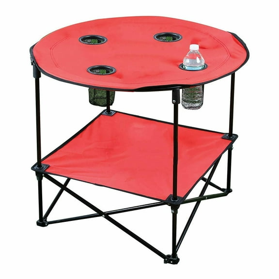 Lexi Home 2 Tier Camping Table with Carry Bag - Red