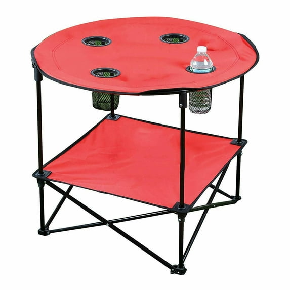 Lexi Home 2 Tier Camping Table with Carry Bag - Red