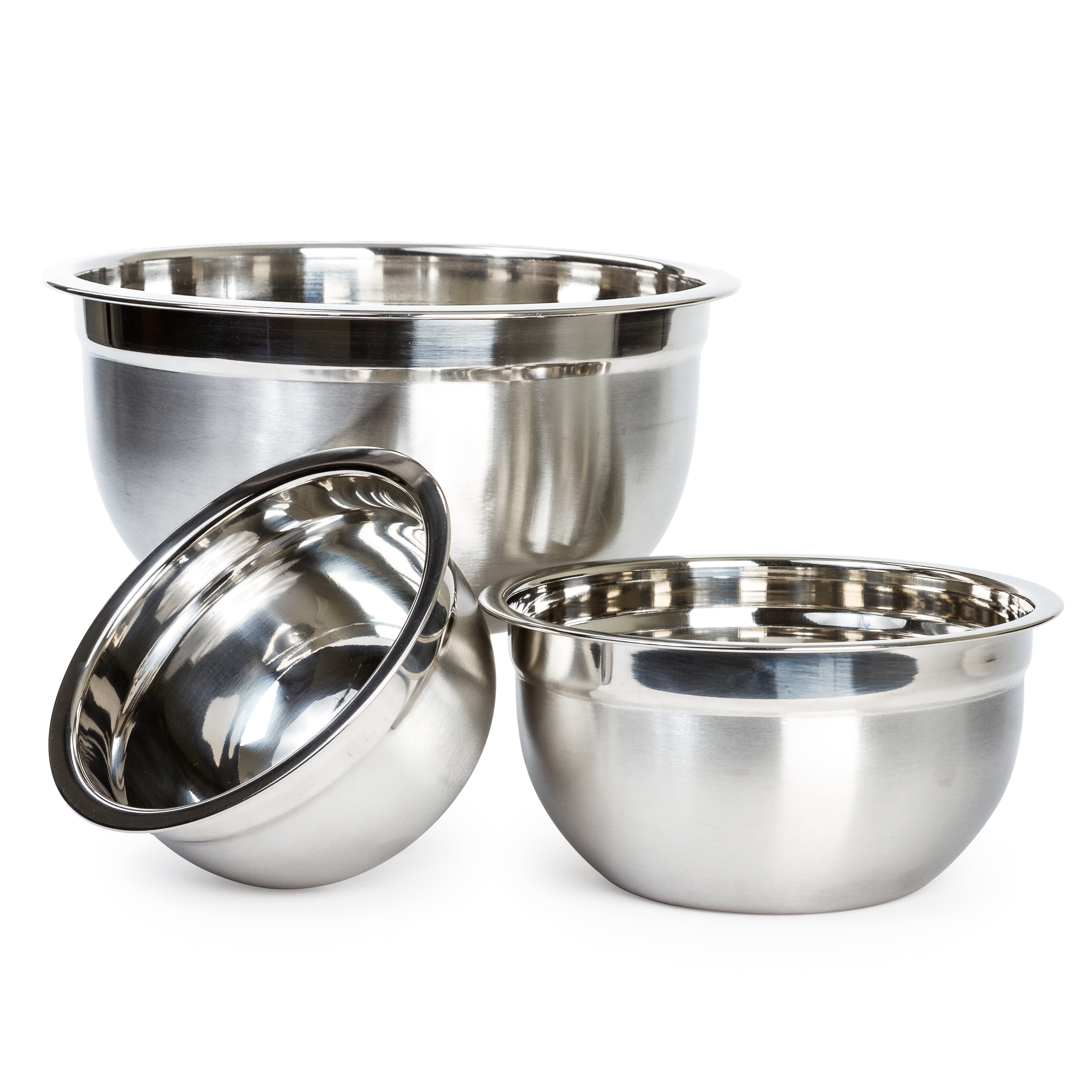 Heavy Duty Brushed Stainless Steel 3-Piece Mixing Bowl Set