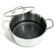 Lexi Home 4.8-Quart Diamond Tri-Ply Non Stick Casserole Pot with Glass Lid Stainless Steel Cookware