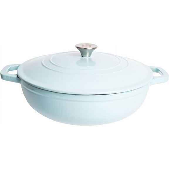 Lexi Home 5-Qt Enameled Cast Iron Dutch Oven with Lid & Loop Handle, Light Blue