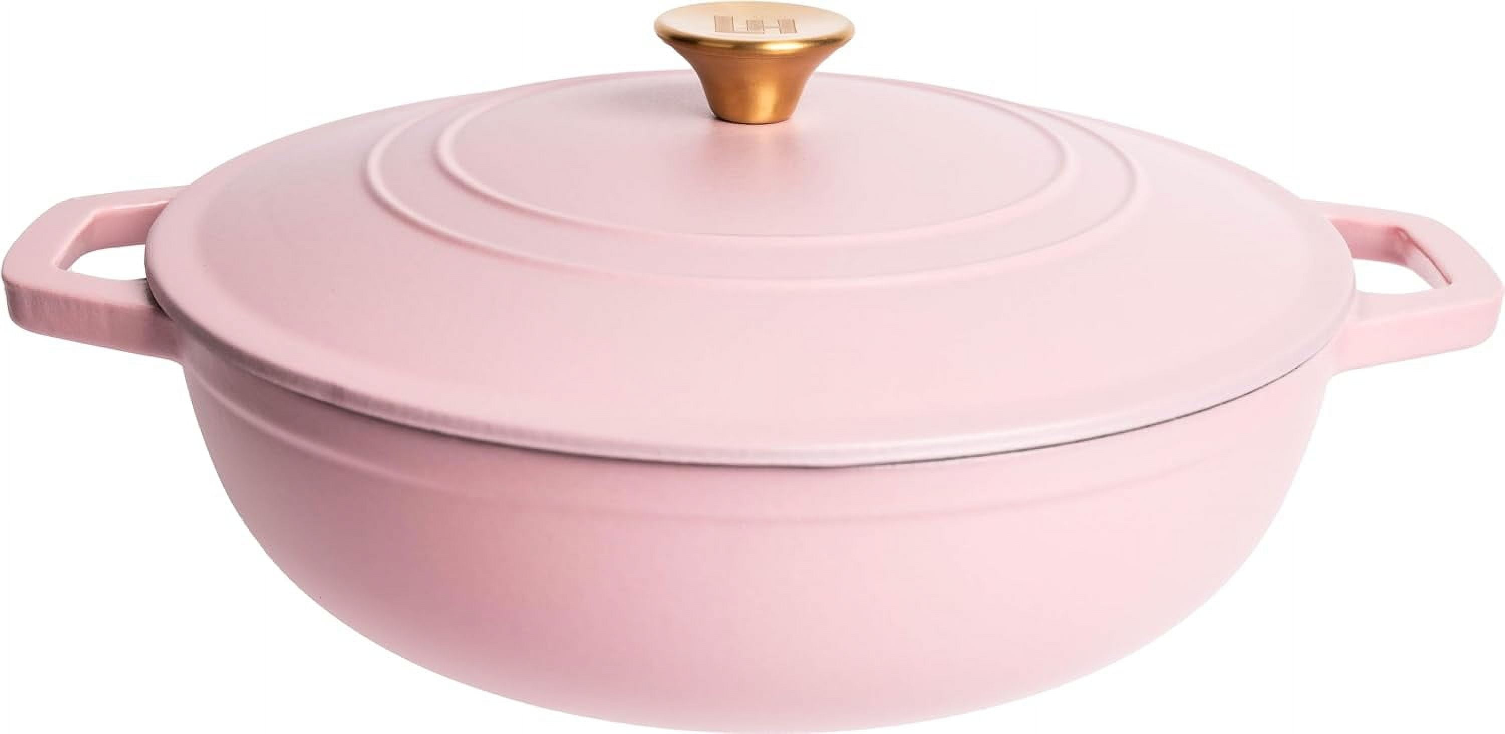 Matte Pink Enameled Cast Iron 5 Qt. Round Braiser with Lid