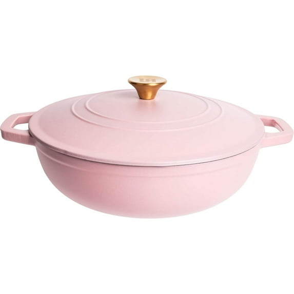 Lexi Home 5-Qt Enameled Cast Iron Dutch Oven with Lid & Loop Handle, Matte Pink