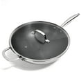 thumbnail image 1 of Lexi Home 5-Quart Diamond Tri-Ply Non Stick Wok Pan with Glass Lid Stainless Steel Cookware, 1 of 8