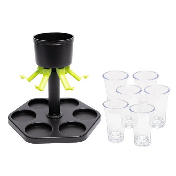 Lexi Home 6 Glass Shot Dispenser with Holder and Glasses - Neon Green