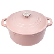 Lexi Home 6-Qt Enameled Cast Iron Dutch Oven with Lid & Loop Handle, Dusty Rose