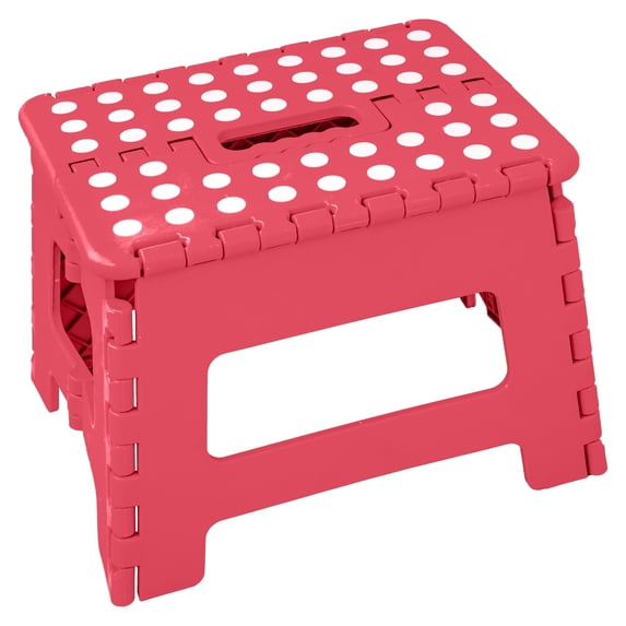 Lexi Home 9" Plastic Step Stool with Handle for Kids - Red