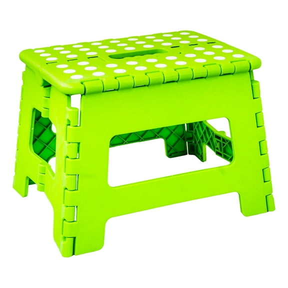 Lexi Home 9â Step Stool Foldable Collapsible Step Stool with Handle & Rubber Grips, Green