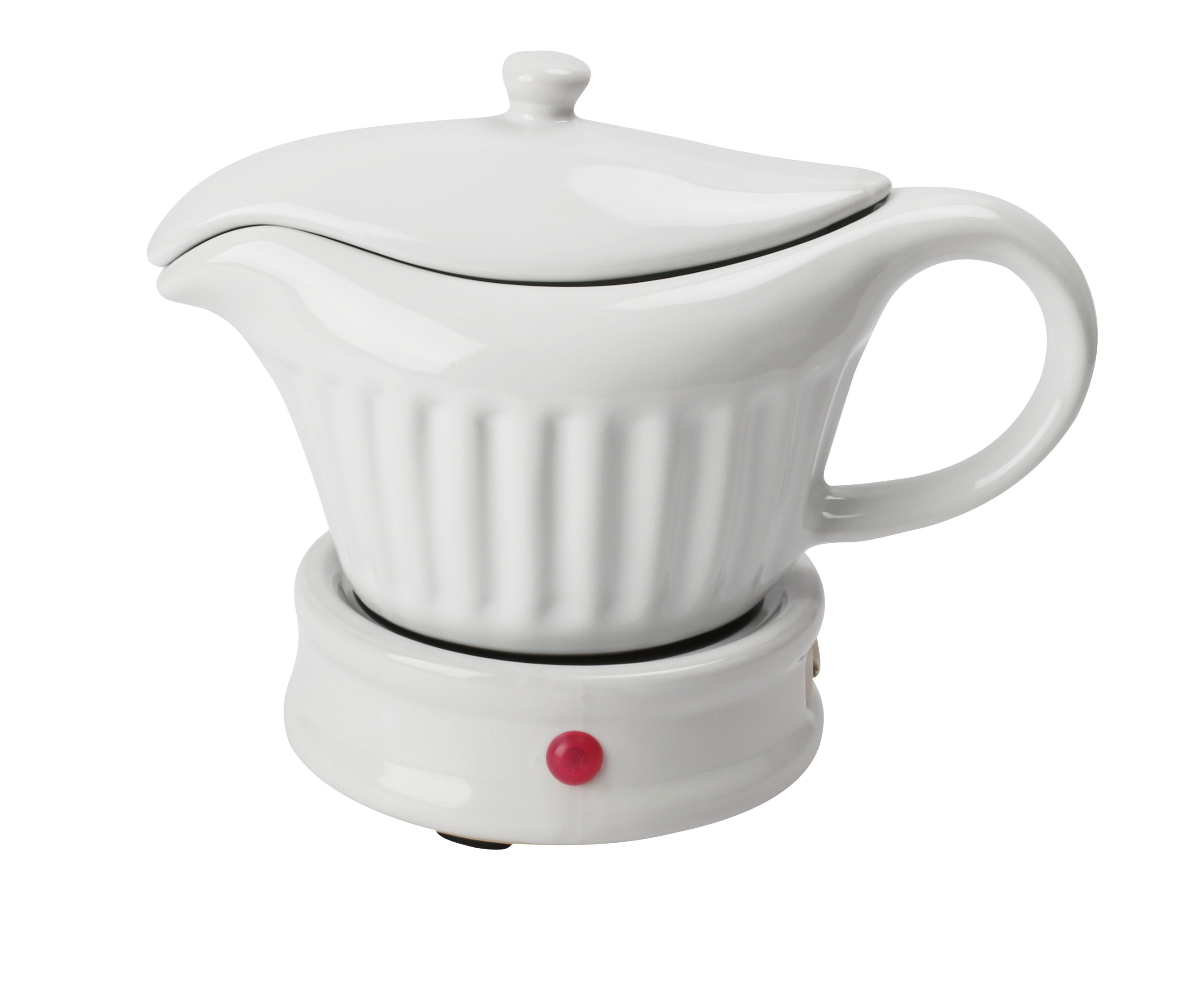 Deni Promotional Style Gravy and Syrup Warmer - White, Metal and Plastic, Easy Pour