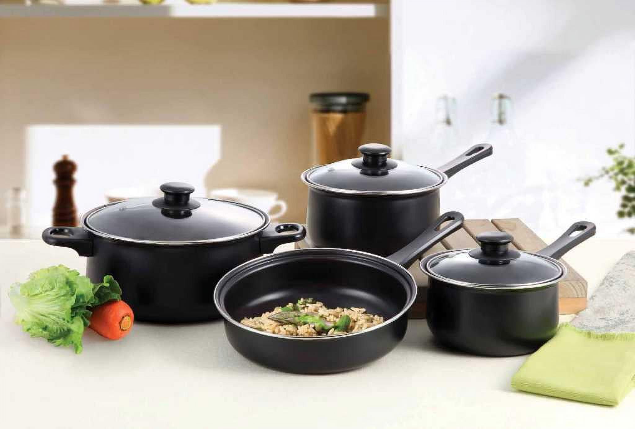 Lexi Home Cookware Set Carbon Steel 7 Pcs Set Black - Walmart.com