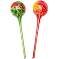 thumbnail image 1 of Lexi Home Plant Watering Globes Hand Blown Glass Self Watering Bulbs, Green/Yellow 2-Pack, 1 of 7