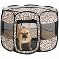 thumbnail image 1 of Lexi Home Portable Large Dog Pen Outdoor & Indoor Puppy Pen Leopard Print Cat Pet Playpen, 1 of 3