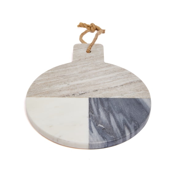 Lexi Home Real Marble Charcuterie Cutting Board - White and Grey
