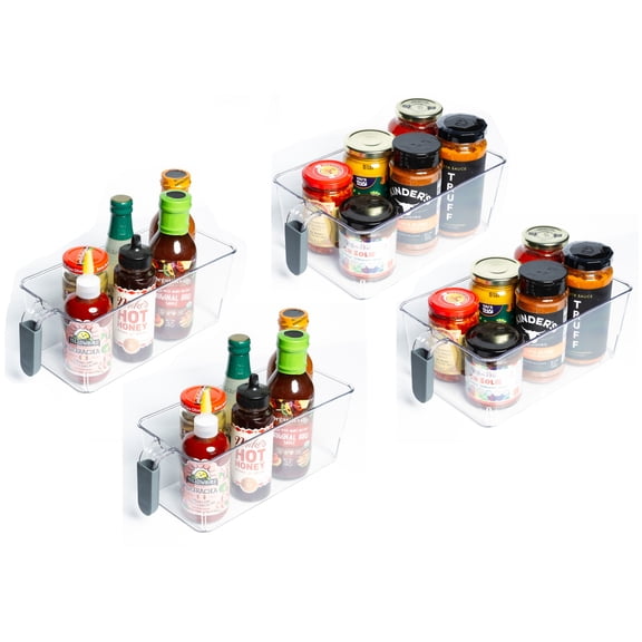 Lexi Home Refrigerator Acrylic Storage with Handle Set of 4