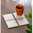 thumbnail image 1 of Lexi Home Square Real Marble Coasters with Brass Inlay Design - Set of 4, 1 of 6