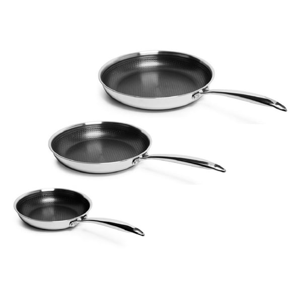 Lexi Home  Tri-ply Stainless Steel Nonstick 3-Piece Frying Pan Set