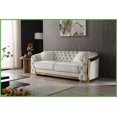 thumbnail image 1 of Lexi Luxury Ivory Velvet 3-Seat Living Room Sofa with Diamond Quilted Tufted Design, 1 of 10