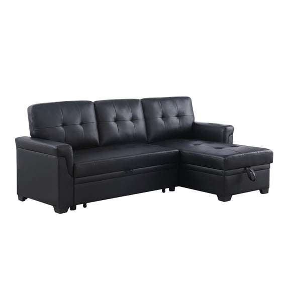 Lexi Reversible Sectional Couch with Storage Chaise & Sleeper Bed