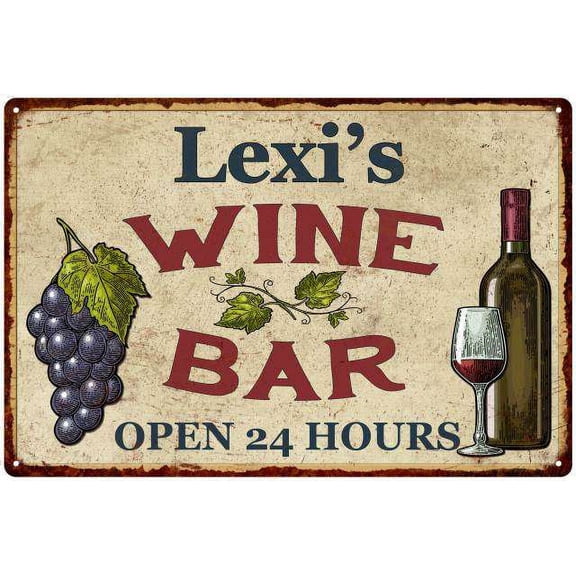 Lexi's Rustic Wine Bar Sign Wall Dcor Kitchen Gift 12x18 Metal 112180056063