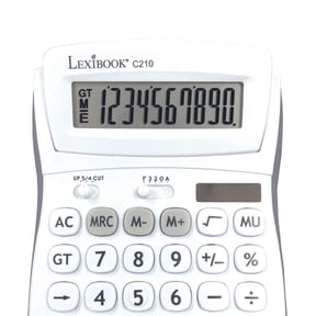 Lexibook 10-Digit Desktop Calculator, Folding Solar, White/Gray