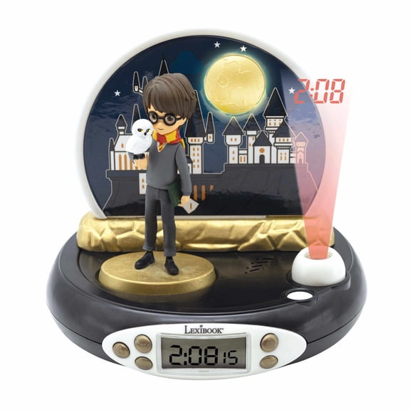 Lexibook Warner Harry Potter, Harry Potter Projector Alarm clock with sounds, built-in night light, time projection onto the ceiling, sound effects,
battery-powered, children, Black, RP500HP