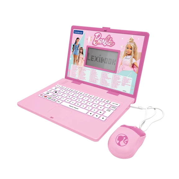 Lexibook, Barbie, Bilingual Educational Laptop, English and Spanish, 164 Activities, Maths, Logic Games, Music Mode, Large LCD Screen, Pink, JC601BBi2