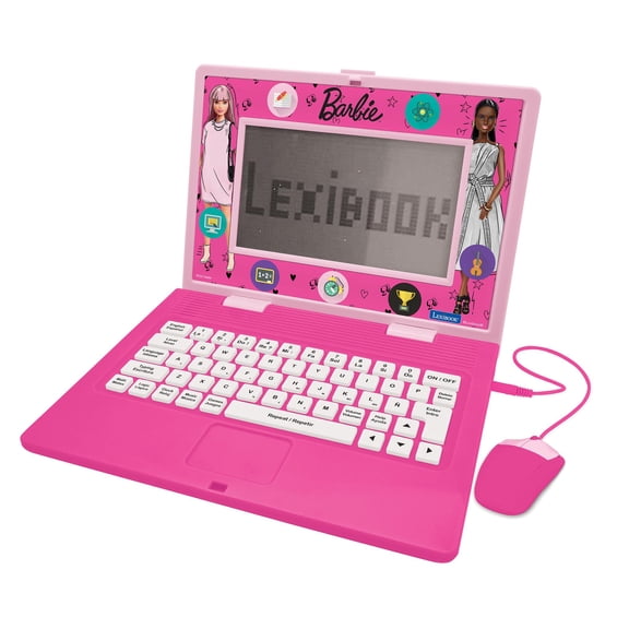 Lexibook, Barbie, Bilingual and Educational Laptop SPANISH/ENGLISH, Toy for Children, 170 Activities to Learn, Play Games and Music, Large Screen, Pink, JC599BBi2