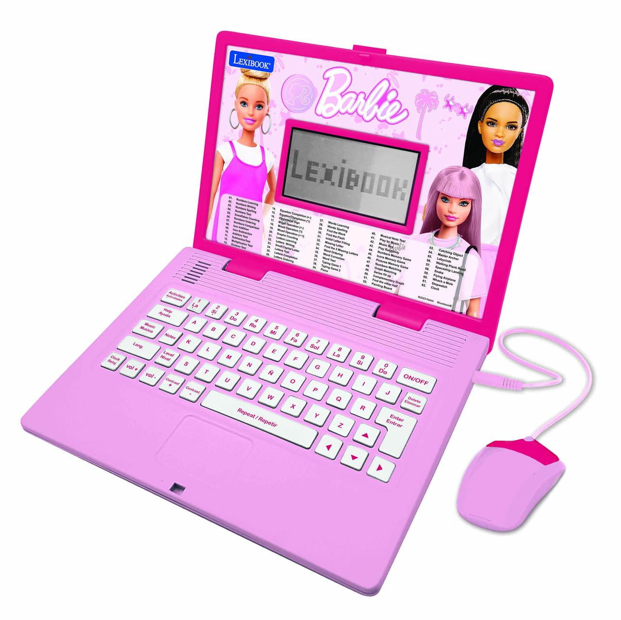 Lexibook Barbie bilingual talking educational laptop 164 activities in English and Spanish - JC598BBi2